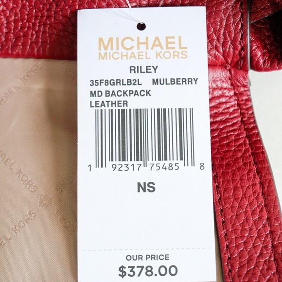 Michael Kors Riley M Leather Backpack Mulberry - Picture 8 of 8